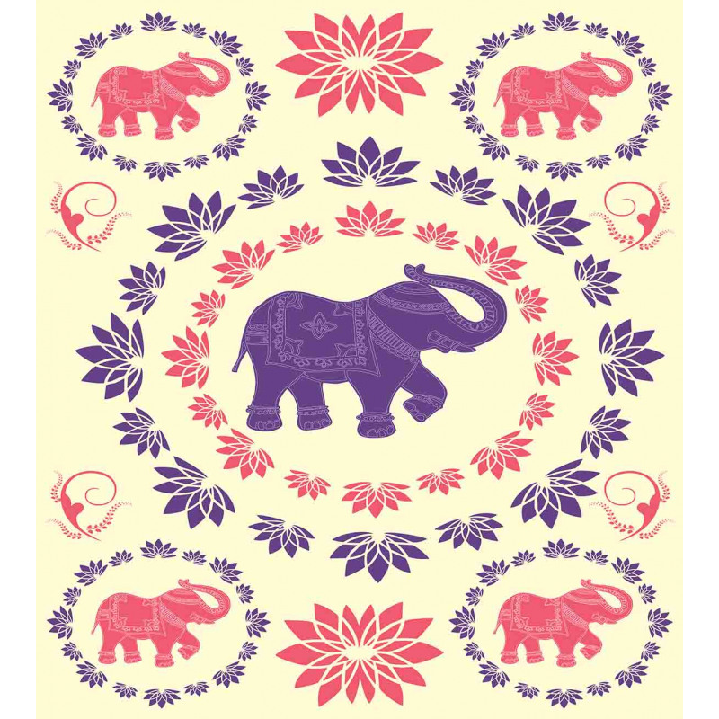 Colorful Floral Elephant Duvet Cover Set