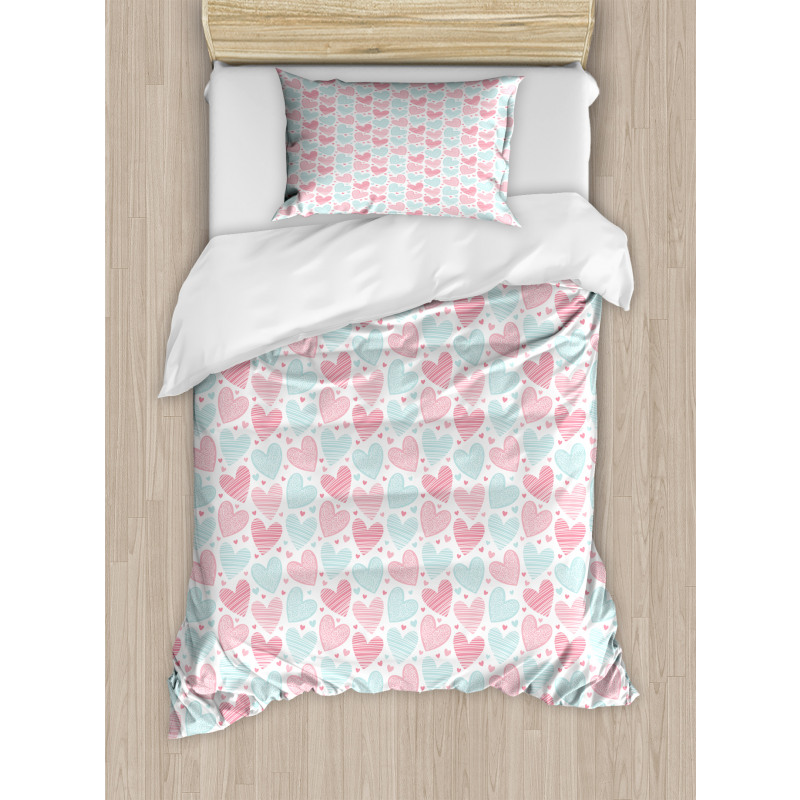 Swirling and Striped Hearts Duvet Cover Set