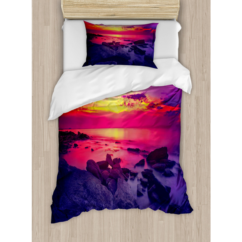 Sunset over Sea Cloudy Duvet Cover Set
