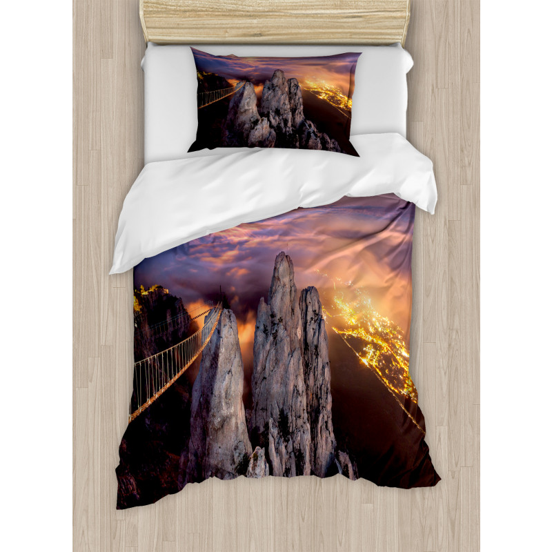 Full Moon Sunset Alps Duvet Cover Set