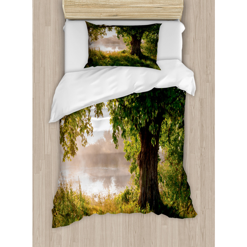 Stream Mystic Foggy Scene Duvet Cover Set