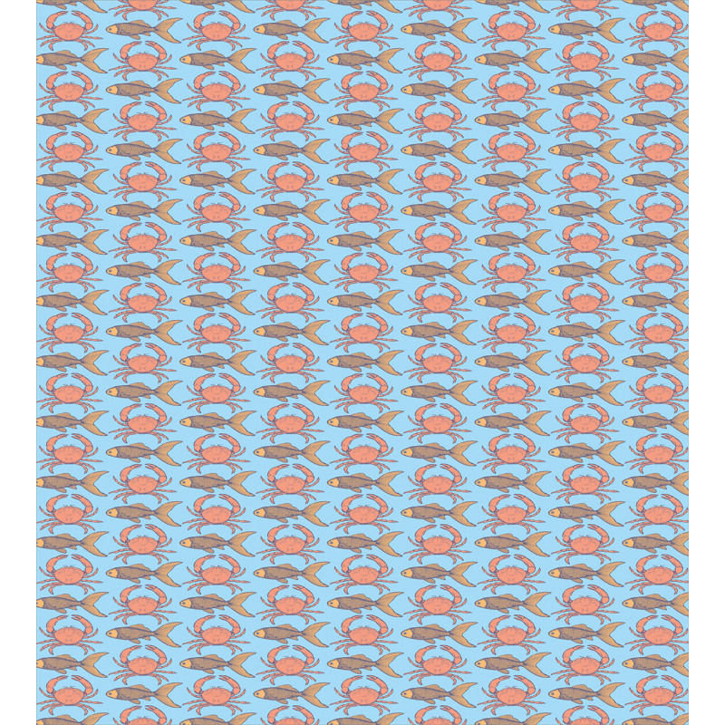 Crab and Fish Pattern Sketch Duvet Cover Set