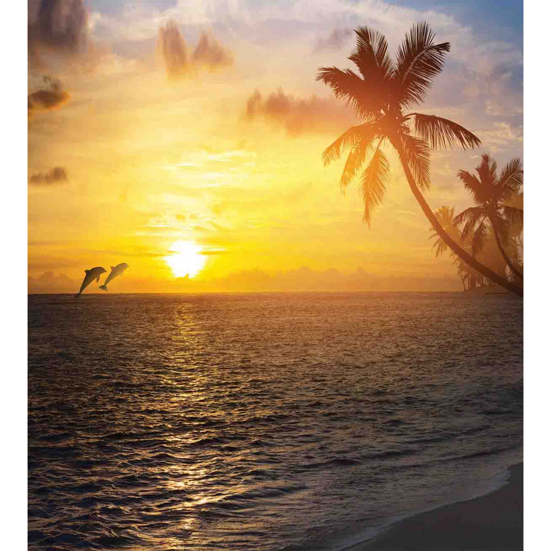 Palm Tree Island Sunset Duvet Cover Set