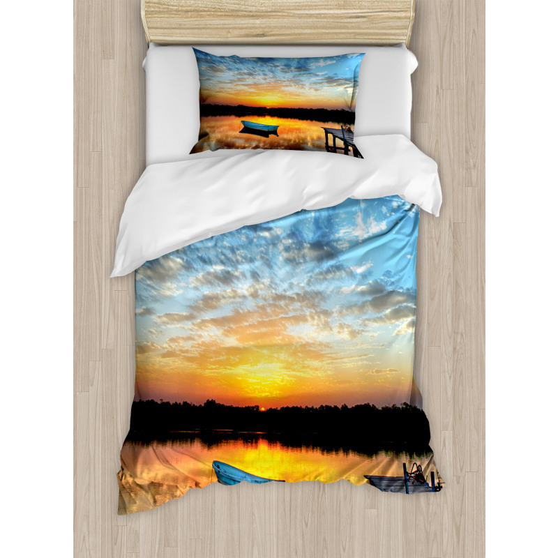 Little Boat on Pond Duvet Cover Set