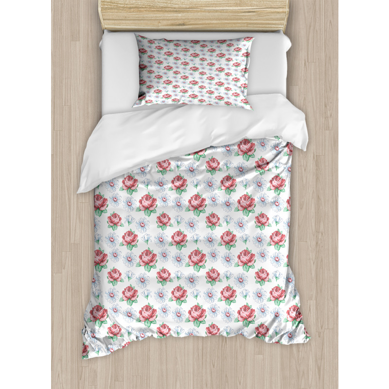 Vintage Rose and Chamomile Duvet Cover Set