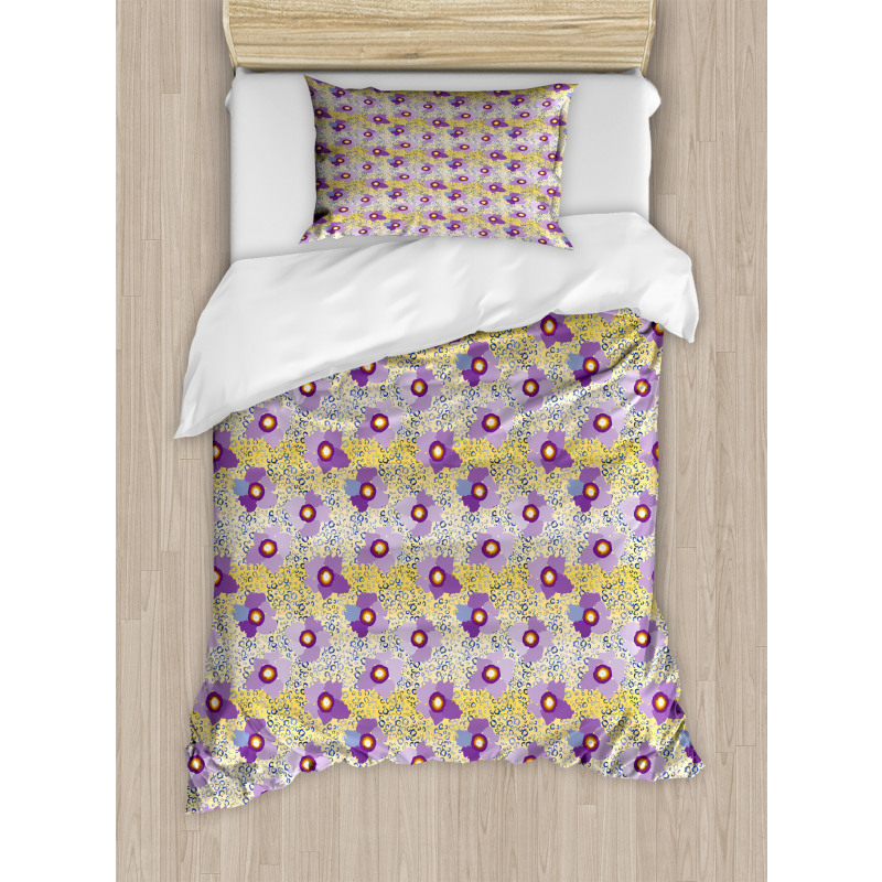 Vibrant Abstract Flowers Duvet Cover Set