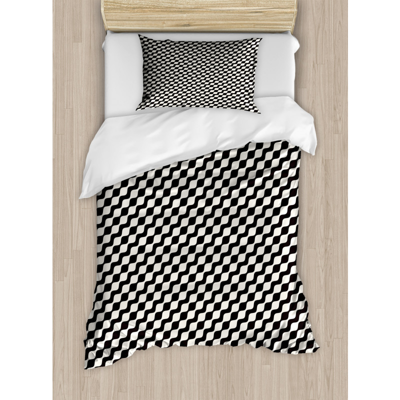 Monochromatic Wavy Stripes Duvet Cover Set