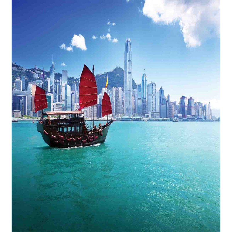 Hong Kong Harbour Boat Duvet Cover Set
