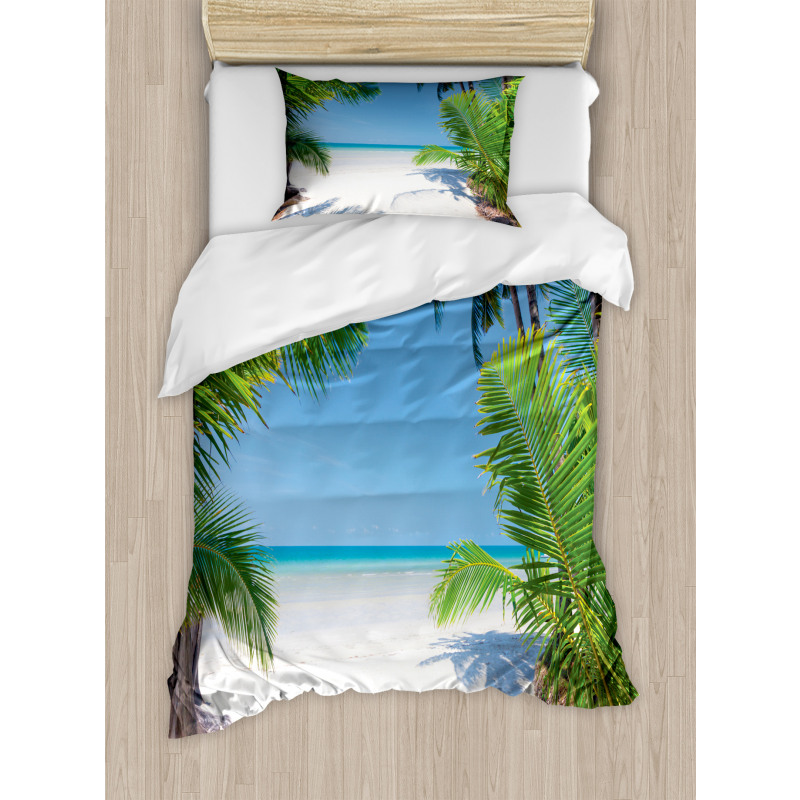 Palm Leaf Tropical Beach Duvet Cover Set