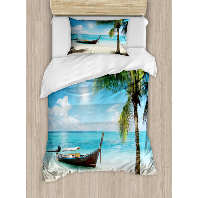 Small Boat Sunny Ocean Duvet Cover Set