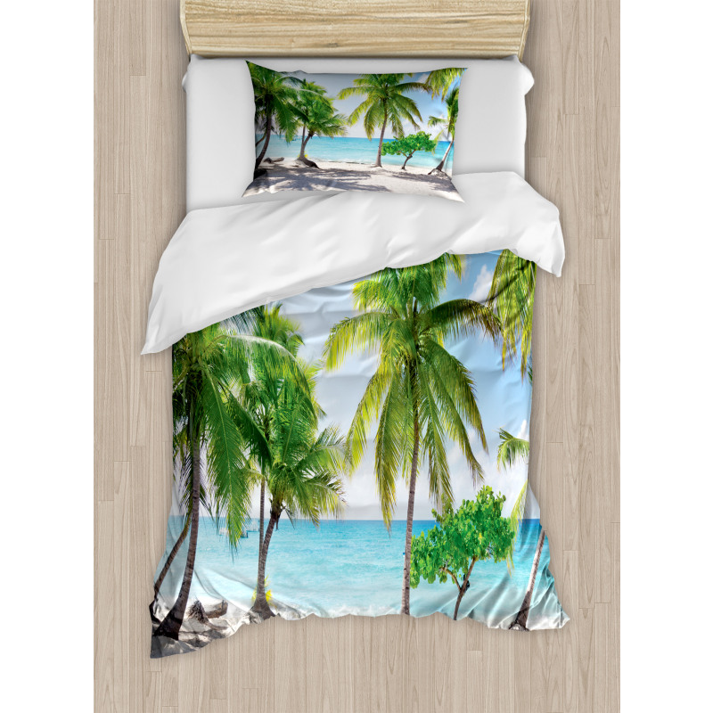 Palm Trees Island Shore Duvet Cover Set