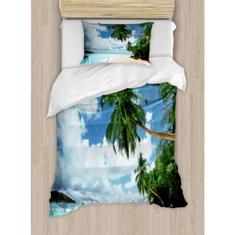 Palm Leaf Island Lagoon Duvet Cover Set