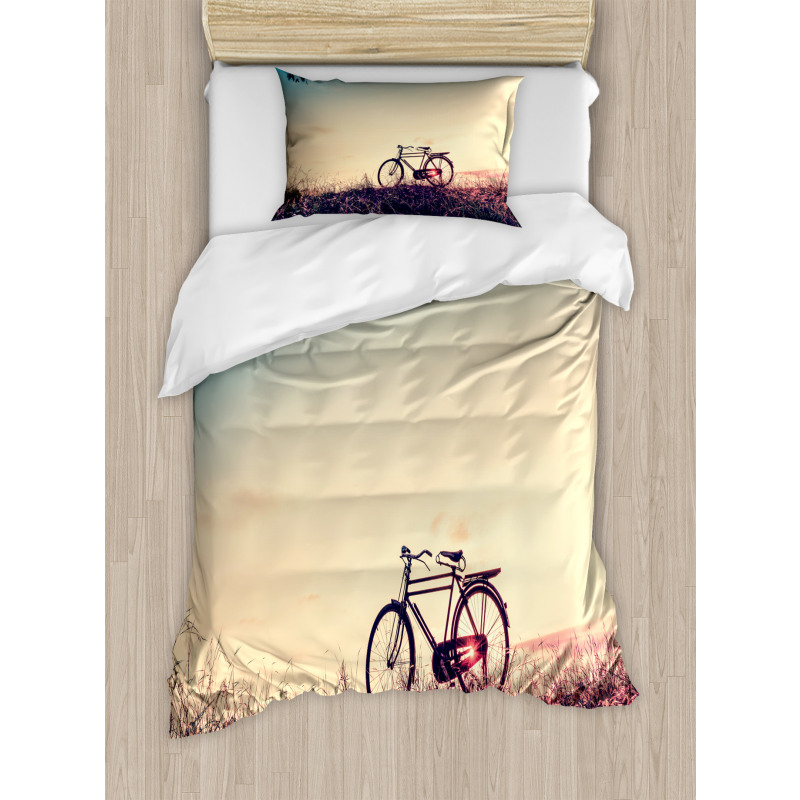 Sunset Bicycle Pastel Duvet Cover Set