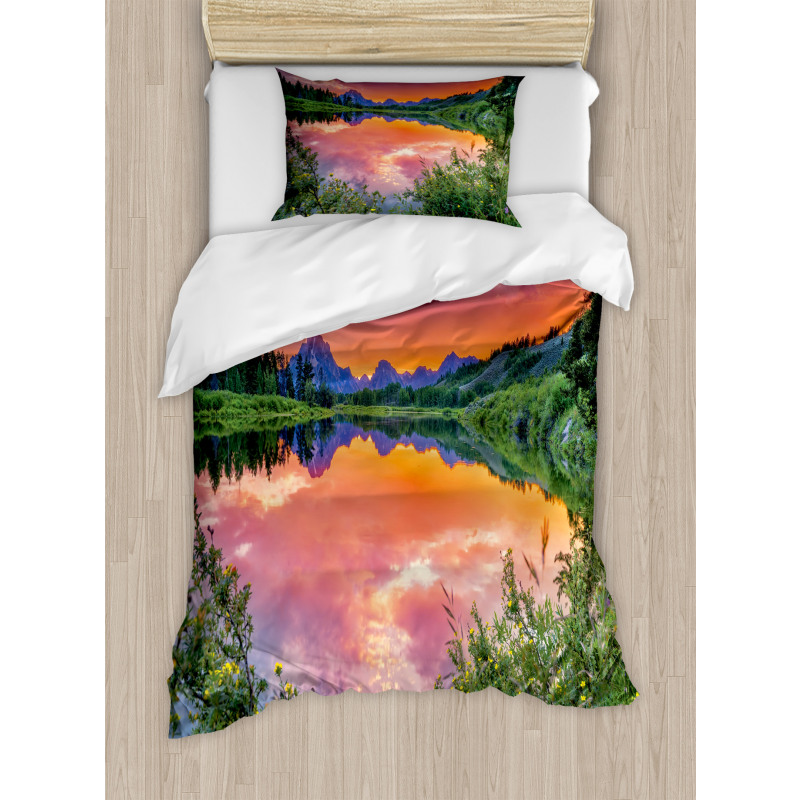 Sunset Reflection River Duvet Cover Set