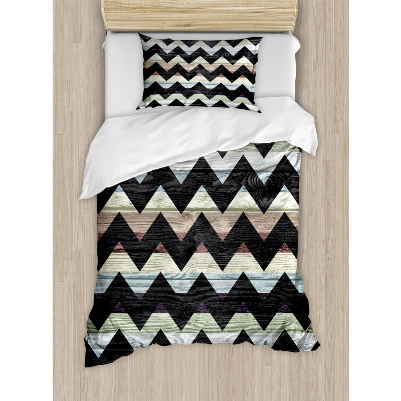 Retro Art Black Chevron Duvet Cover Set