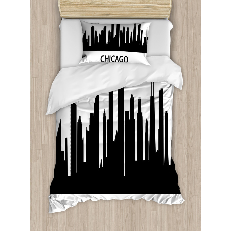 Chicago Line Silhouette Duvet Cover Set