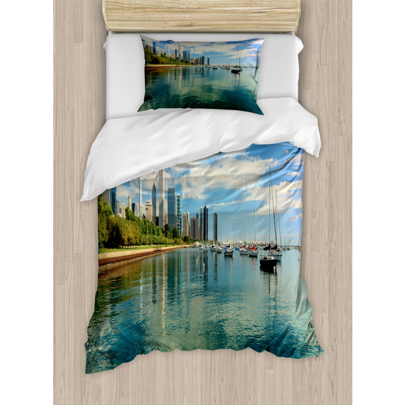 Lake Michigan Day Scenery Duvet Cover Set