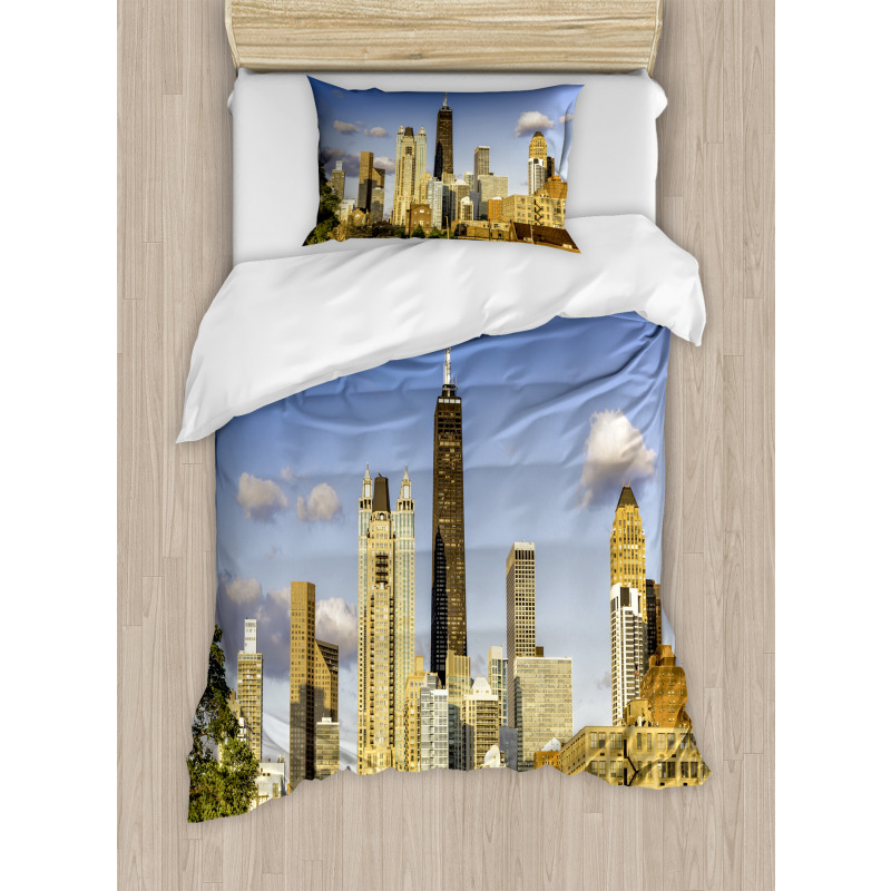 Downtown Chicago Panorama Duvet Cover Set