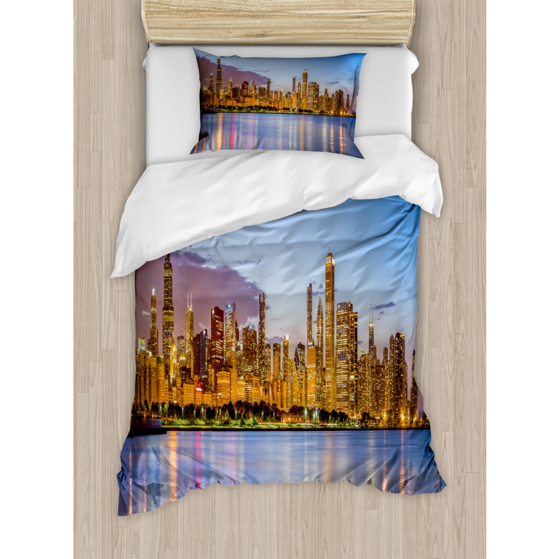 Night Panorama Skyline Duvet Cover Set