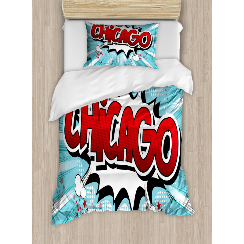 Pop Art Comic Book Chicago Duvet Cover Set