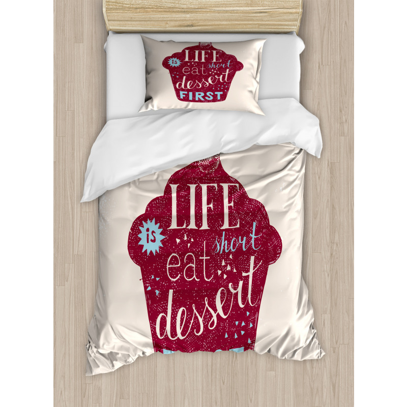 Sketchy Cherry Top Cupcake Duvet Cover Set