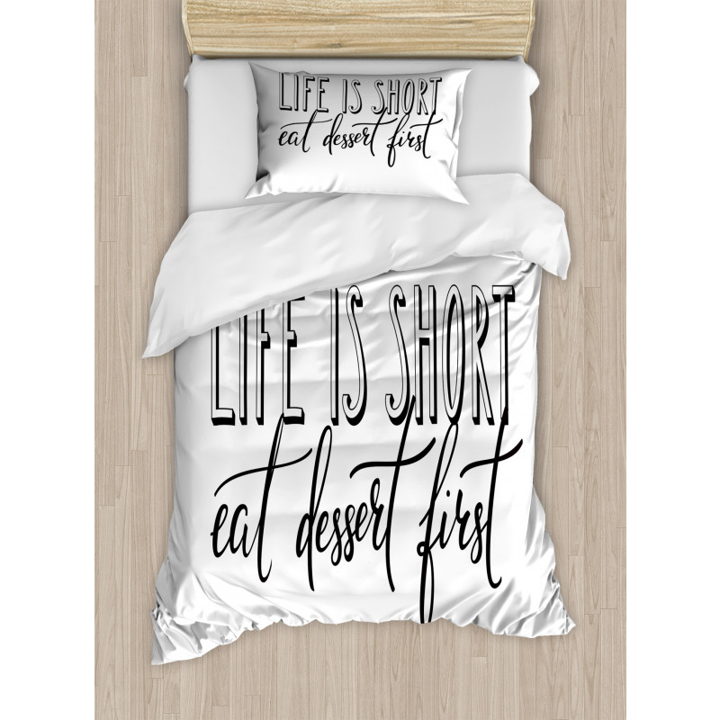 Simplistic Eat Dessert First Duvet Cover Set