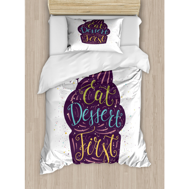 Doodle Cupcake Heart Duvet Cover Set