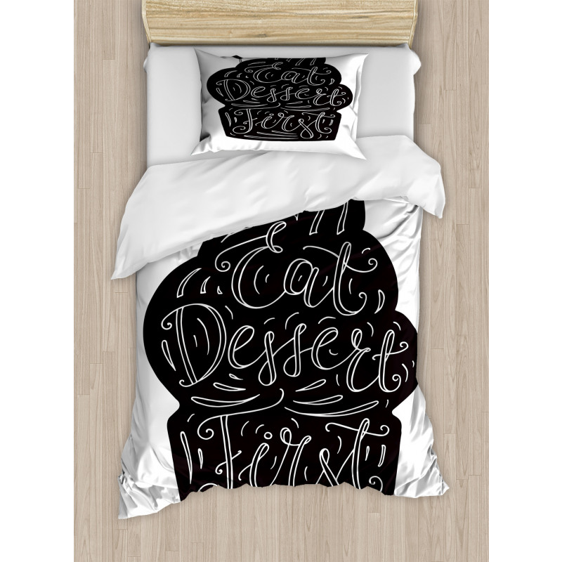 Monochrome Cupcake Doodle Duvet Cover Set