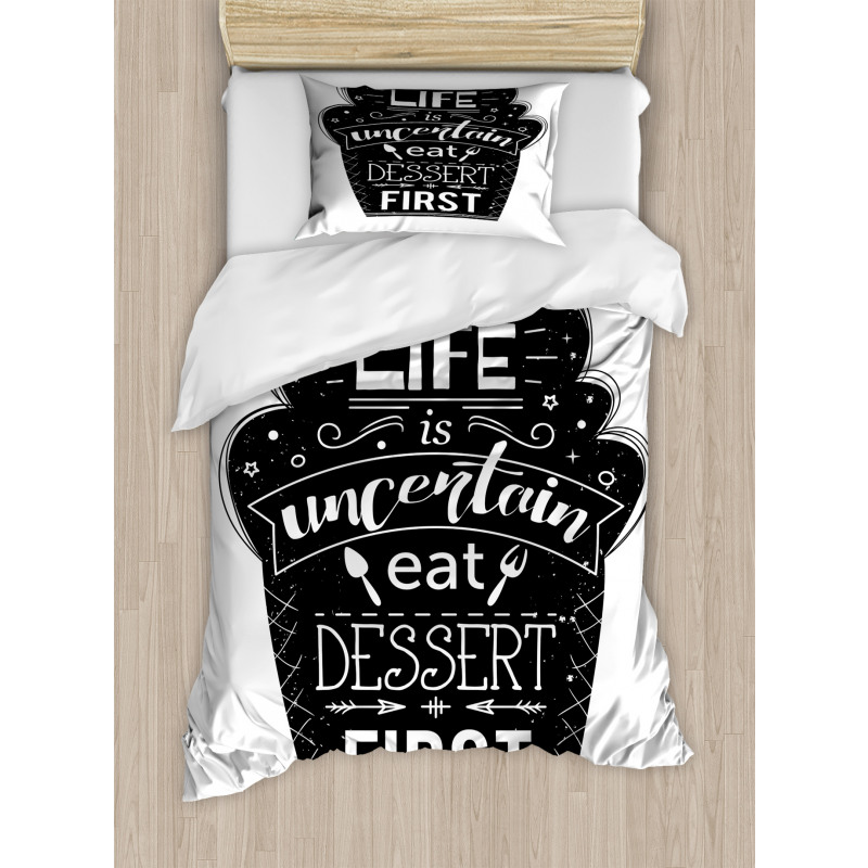 Life is Uncertain Eat Dessert Duvet Cover Set