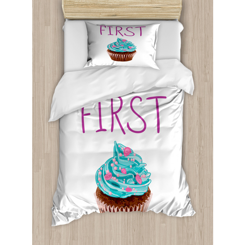 Dessert Cupcake Doodle Duvet Cover Set