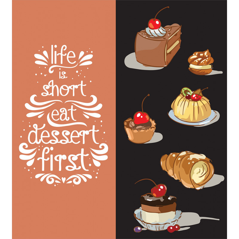 Art Doodle of Tasty Desserts Duvet Cover Set