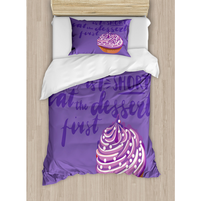 Eat Dessert Vibrant Cupcake Duvet Cover Set