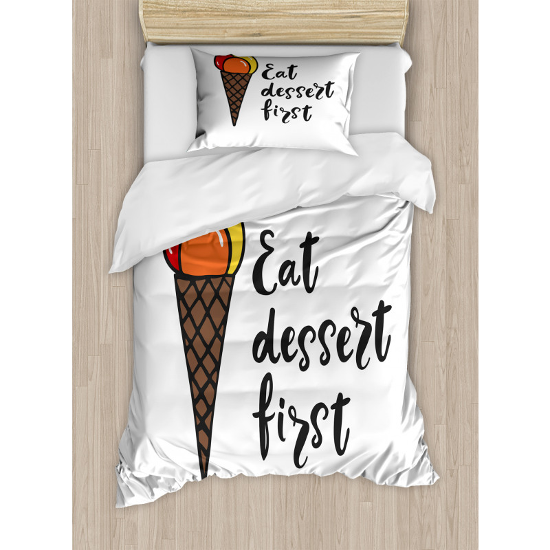 Eat Dessert First Ice Cream Duvet Cover Set