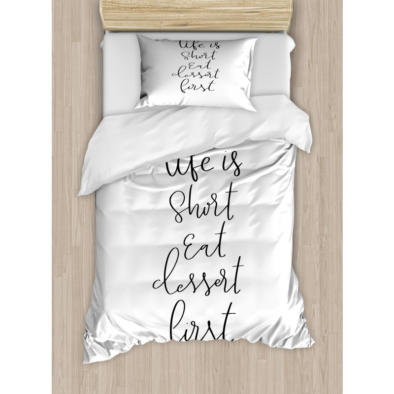 Cursive Ink Lettering Dessert Duvet Cover Set