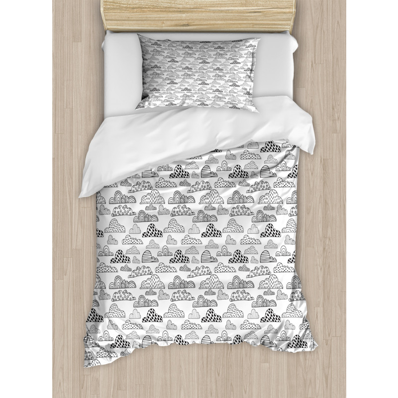 Monochrome Abstract Clouds Duvet Cover Set