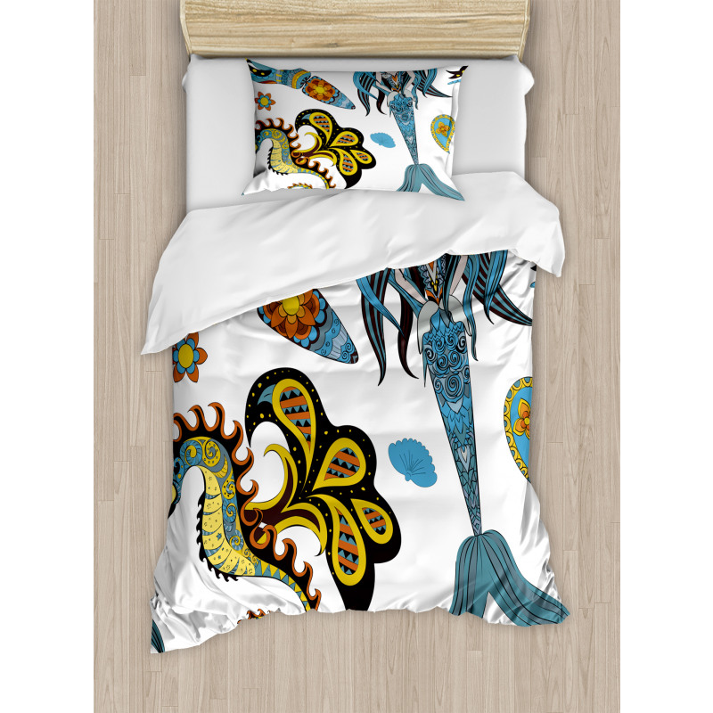 Mermaid and Sea Horse Duvet Cover Set