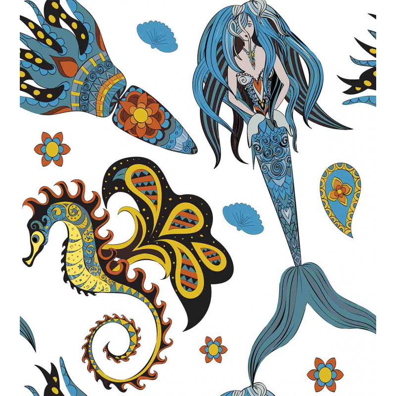 Mermaid and Sea Horse Duvet Cover Set