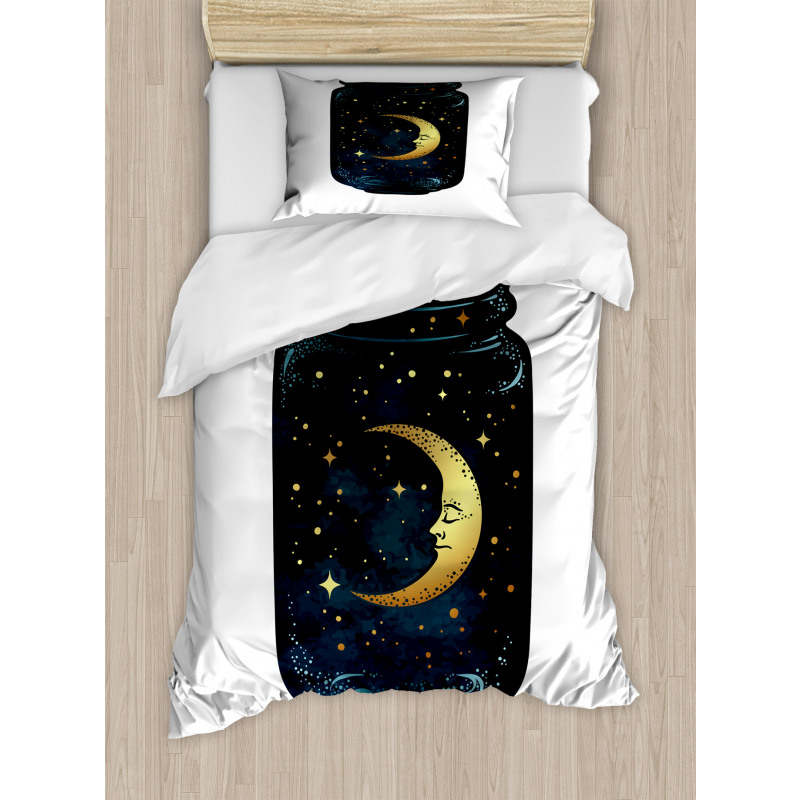 Crescent and Stars in Wish Jar Duvet Cover Set