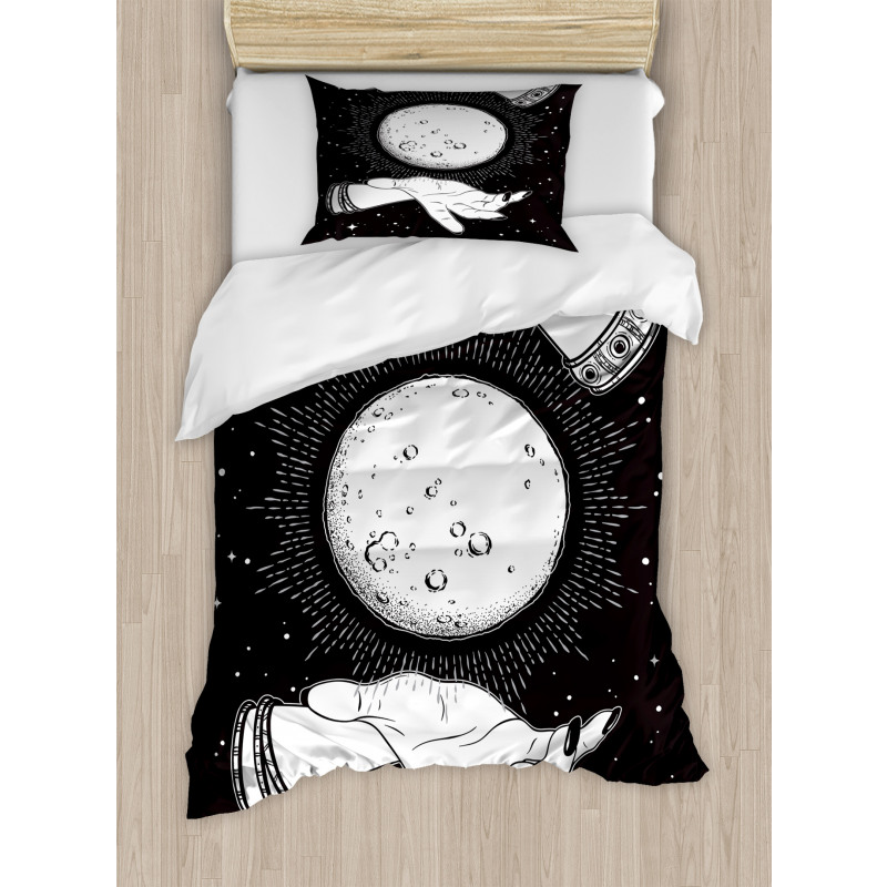 Moon in Fortune Teller Hands Duvet Cover Set