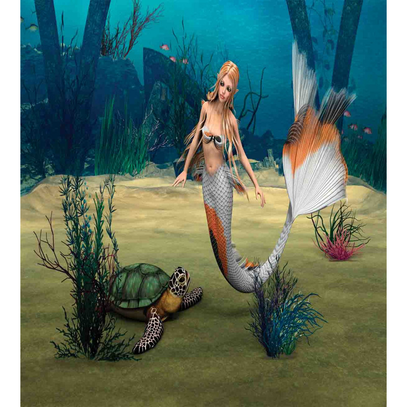 Mermaid Turtle Ocean Duvet Cover Set