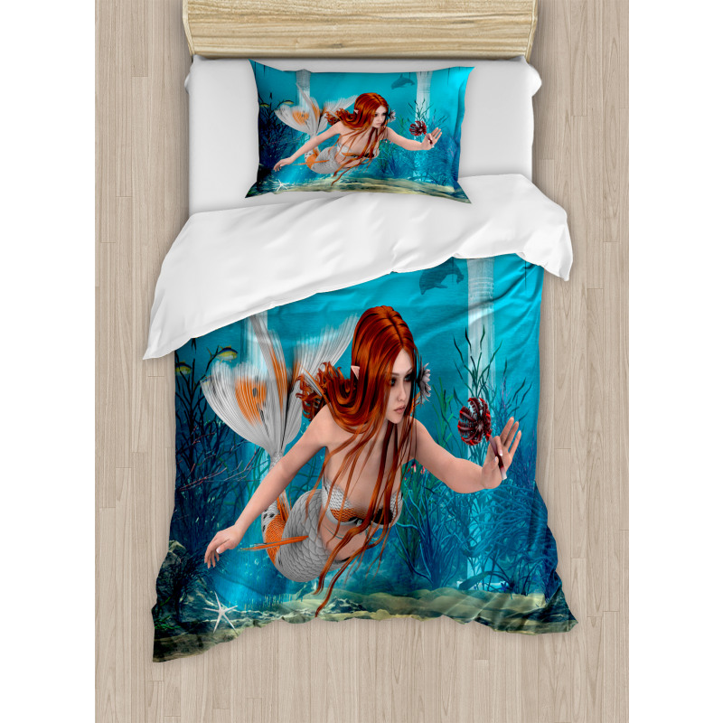 Magic Aqua Sea Lily Duvet Cover Set