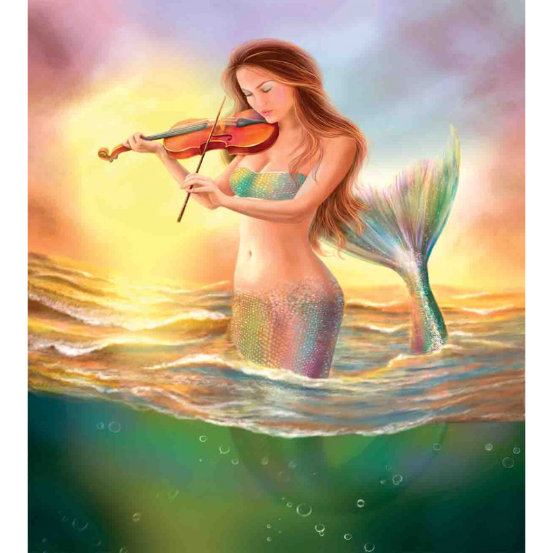 Mermaid Playing Violin Duvet Cover Set