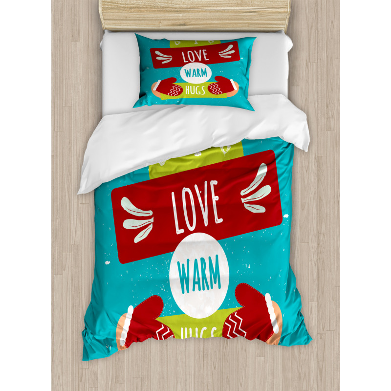 I Love Warm Hugs Gloved Hands Duvet Cover Set