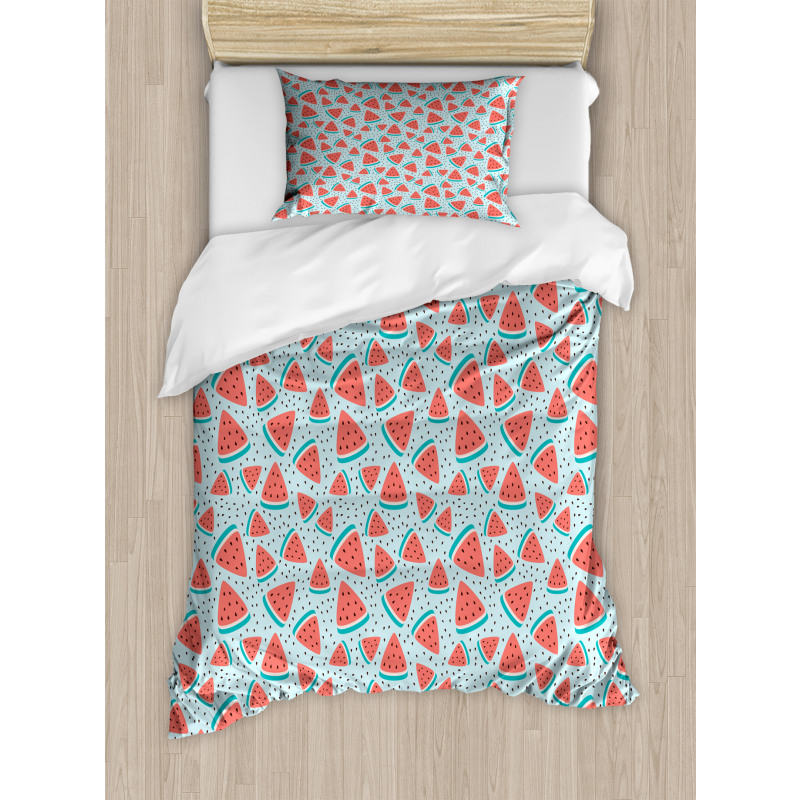 Watermelon Slices and Seeds Duvet Cover Set