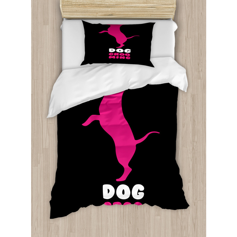 Dog Stands Funny Hair Bow Duvet Cover Set