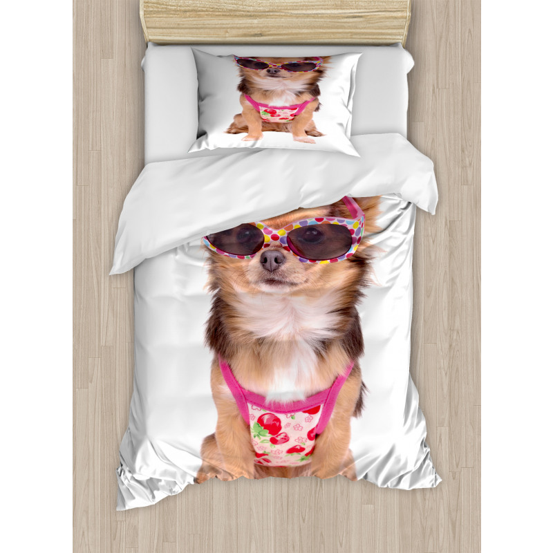 Puppy with Summer Clothes Duvet Cover Set