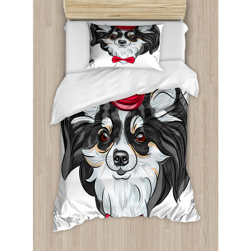 Puppy with Hat and Bow Duvet Cover Set