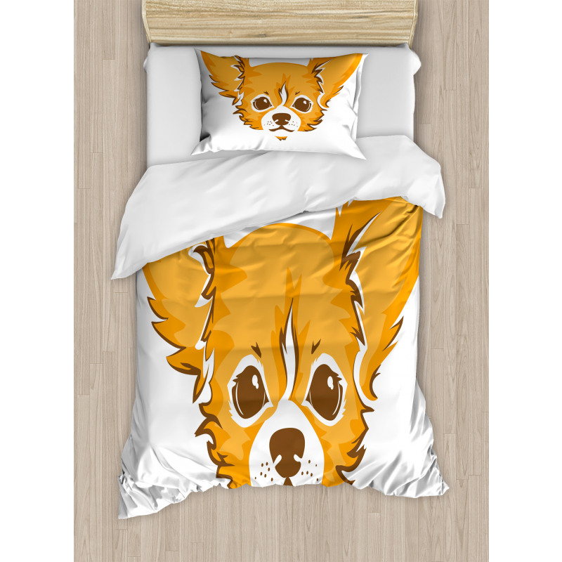 Simplistic Cartoon of Dog Duvet Cover Set