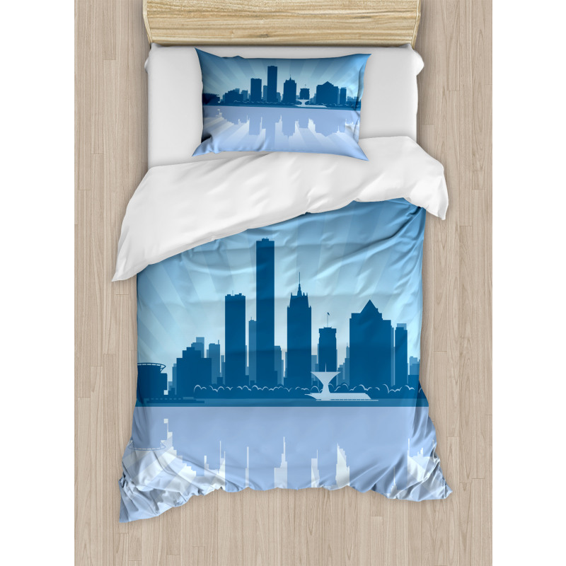 Retro Milwaukee Skyline Duvet Cover Set