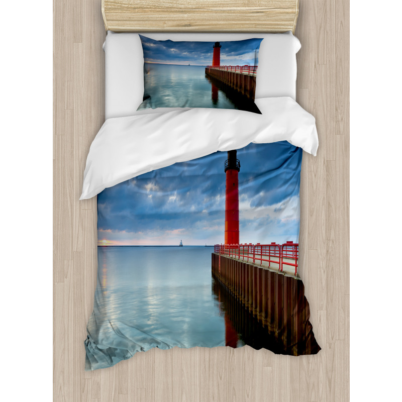 Dramatic Sky Lighthouse Duvet Cover Set